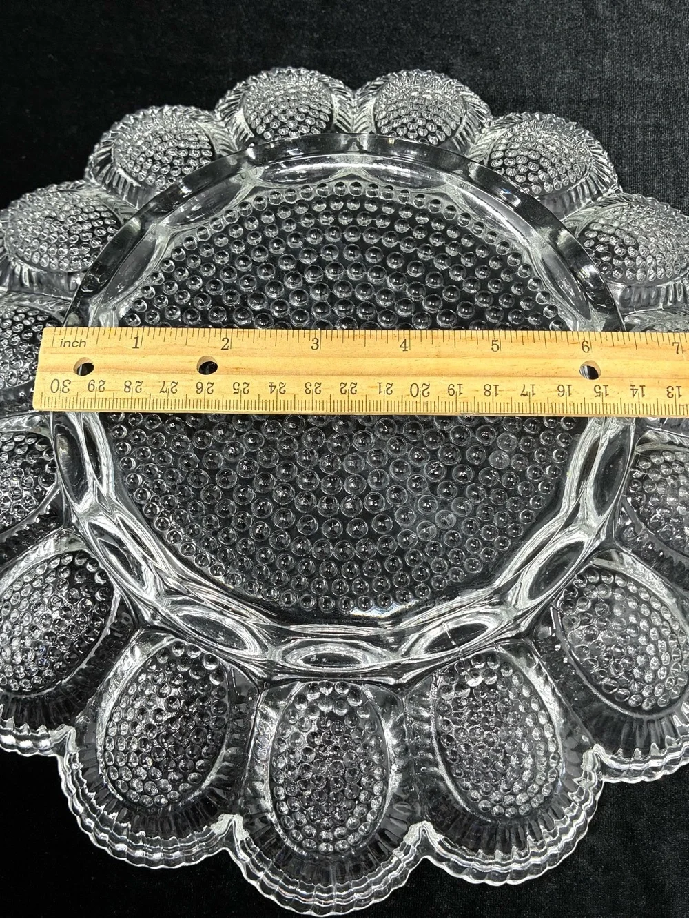 Vintage Indiana Glass Crystal Hobnail Deviled Egg 11' Serving Plate CottageCore